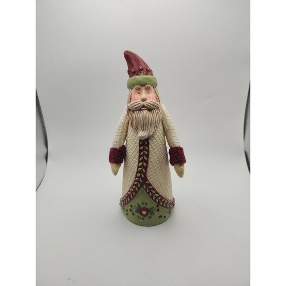 Walmart Santa Figurine Christmas Holiday Red Green Cream Resin Folk Art Style 9” - Picture 1 of 8